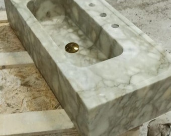 Calacatta Monet Marble Sink Wall Mounted Marble Sink Bathroom Washbasin, Kitchen Tool Powder Room Marble Sink