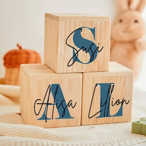 Custom Name Wooden Piggy Bank for Boys Girls Personalized Gift