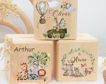Hucha de madera personalizada para niños y niñas con caja de nombre personalizada