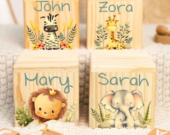Personalisierte hölzerne Münzbank, Kindertierdesign-Spardose