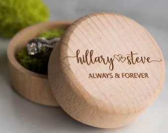 Personalisierte Holzringbox, individuell gravierte Naturholz-Runde für Verlobung, Geburtstag, Hochzeit