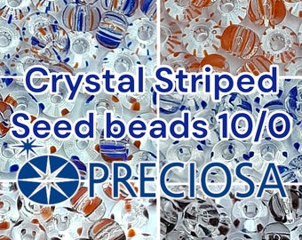 10/0 Seed beads Preciosa Ornela Rocailles - Crystal Striped. Glass czech beads.