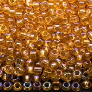 10/0 11020 Preciosa Seed Beads Rocailles Yellow Brown. Transparent Rainbow. Czech glass seed beads.