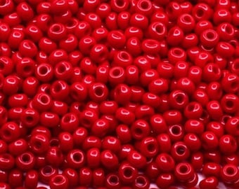 10/0 93190 Preciosa Seed Beads Rocailles. Opaque red. Czech glass seed beads.