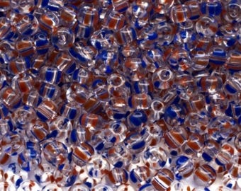 10/0 00930 Preciosa Cuentas de Cristal Checo Rocailles 2,3 mm. Cristal Rayado Naranja Azul.