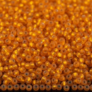 10/0 87060 matte Preciosa Seed Beads rocailles. Yellow transparent Silver lined. Czech glass seed beads.