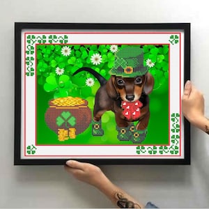 Bead embroidery kit  &quot;Dog on wealth&quot;. Size: 9.5 - 11.8 in (24 - 30cm).