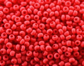 10/0 93170 matte Preciosa Seed Beads Rocailles. Opaque red. Czech glass seed beads.
