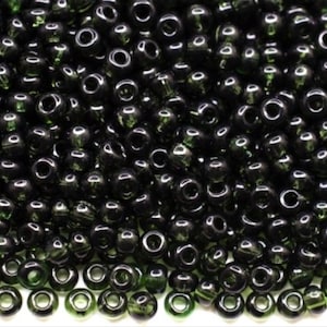 6/0 50290 Preciosa Seed Beads Green. Transparent Natural. Czech Glass Seed Beads.