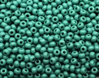 6/0 63130 Preciosa Czech Glass Seed Beads Rocailles 4.1 mm. Turchese Opaco Naturale.