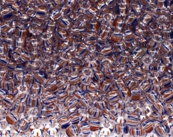 10/0 00931 Preciosa Cuentas de vidrio checo Rocailles 2,3 mm. Cristal rayado naranja azul.