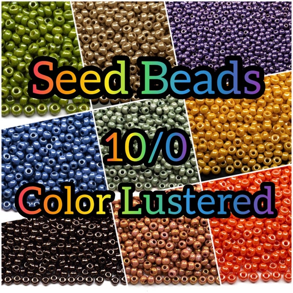 10/0 Preciosa seed beads. Opaque and Crystal - color lustered.