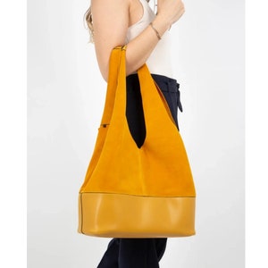 Hobo Sling Bag,Slouchy Hobo Bag,Boho Crossbody purse,Crossbody bag,Women's Designer Handbag,Genuine Suede Casual Shoulder Bag image 1