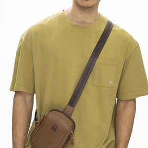 Benetton Sling Bag,Retro Style Sling Bag,Leather Utility Bag,Top Grain Leather Crossbody Bag with Adjustable Shoulder Strap image 5