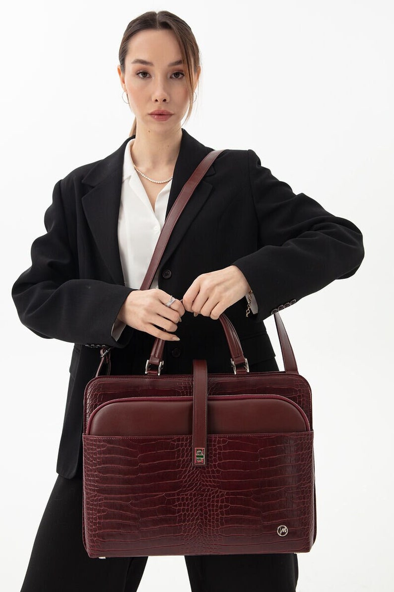 Leather Messenger Bag,Briefcase Women,MacBook Pro 15 Inch 13 Inch 14 Inch Leather Sleeve,Tote Bag With Zipper,Vintage Briefcase burgundy