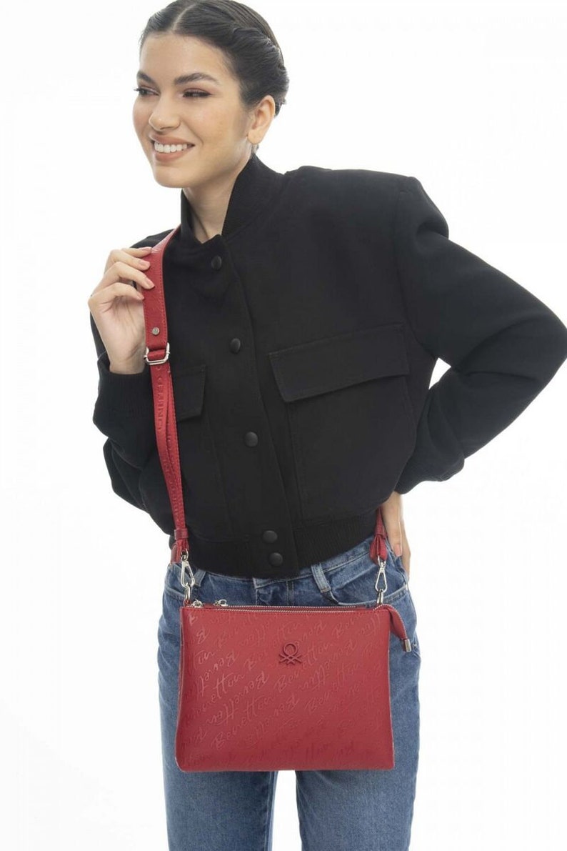 Benetton Women's Crossbody Bag multi color,handbag daily women shoulder bag,leather purse for womens,modern women bags,best gift for him Red