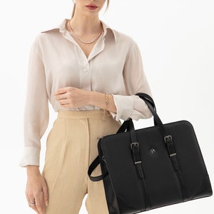 Laptop Messenger Bag,Briefcase Women,Leather Satchel,MacBook Pro 15 Inch-14 Inch Leather Sleeve Laptop Bag,Leather Teacher Tote Bag image 4