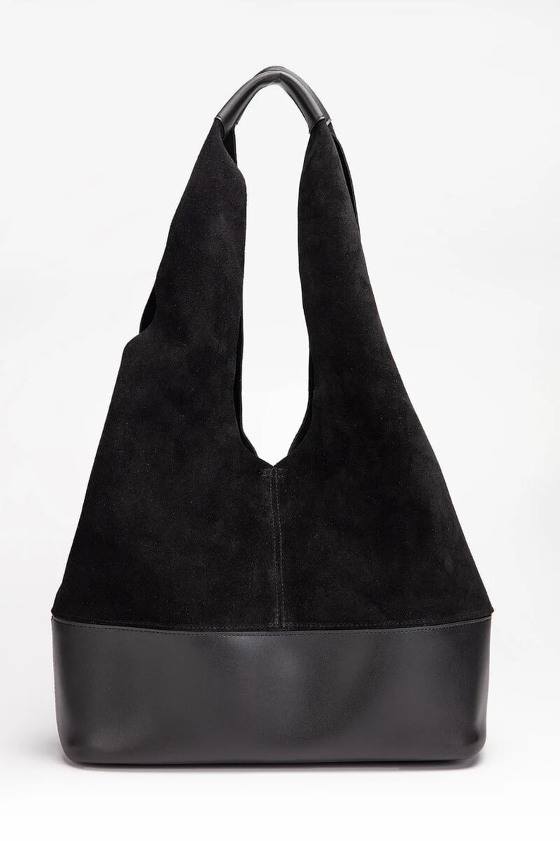 Hobo Sling Bag,Slouchy Hobo Bag,Boho Crossbody purse,Crossbody bag,Women's Designer Handbag,Genuine Suede Casual Shoulder Bag Black
