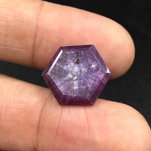 8 Cts Good Nice Natural 6 Rare Star Ruby Gemstone Size 17x15x3 mm Shape Hexagon Trapiche Flashy Red Ruby Faceted for Jewelry Making Stone