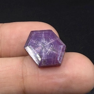 12 Cts Natural 6 Rare Star Ruby Gemstone Size 19x13x4 mm Shape Hexagon Trapiche Flashy Red Ruby Faceted for Jewelry Making Stone