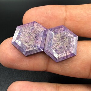 35 Cts Natural 6 Rare Star Ruby Gemstone Size 20x17x4 mm Shape Hexagon 1 Pair Trapiche Flashy Red Star Ruby Faceted for Jewelry Making