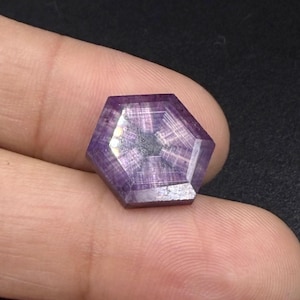 11 Cts Natural 6 Rare Star Ruby Gemstone Size 18x15x4 mm Shape Hexagon Trapiche Flashy Red Ruby Faceted for Jewelry Making Stone