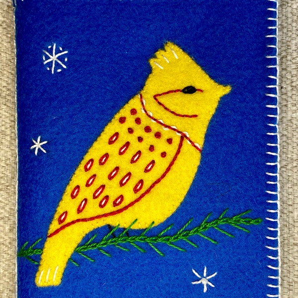 Swedish Bird Needle Book Felt with appliqué and embroidery PDF pattern