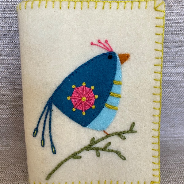 Little Bird Needle Book PDF pattern for hand embroidery on wool felt