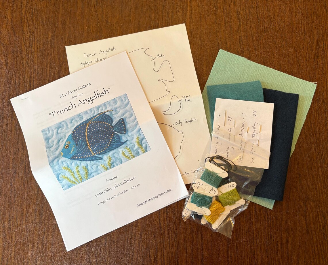 French Angelfish Kit: Wool Appliqué and Embroidery Small Quilt - Etsy