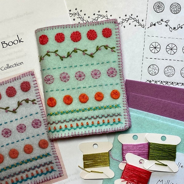 Ellen’s Needle Book Kit with Materials and Pattern for Hand Embroidery on Wool Felt