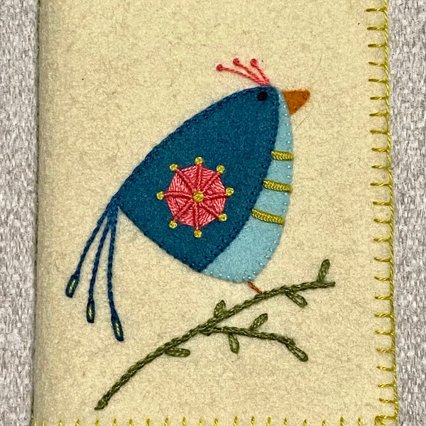 Little Bird Needle Book Kit with Pattern and Materials for Appliqué and Embroidery on Wool Felt