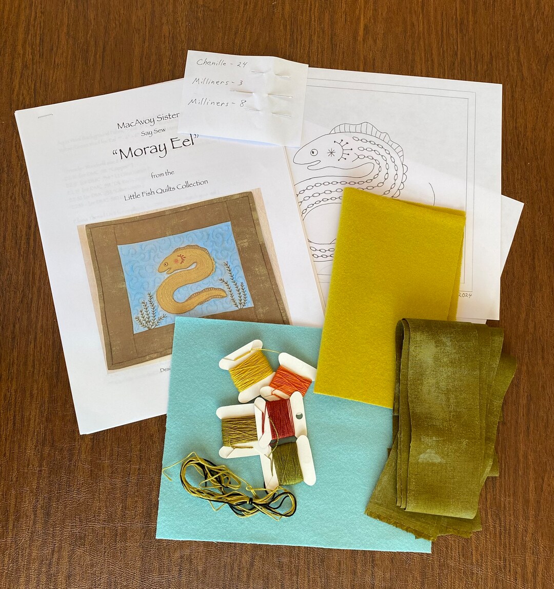 Moray Eel Kit With Materials and Pattern for Wall Quilt Worked in Wool