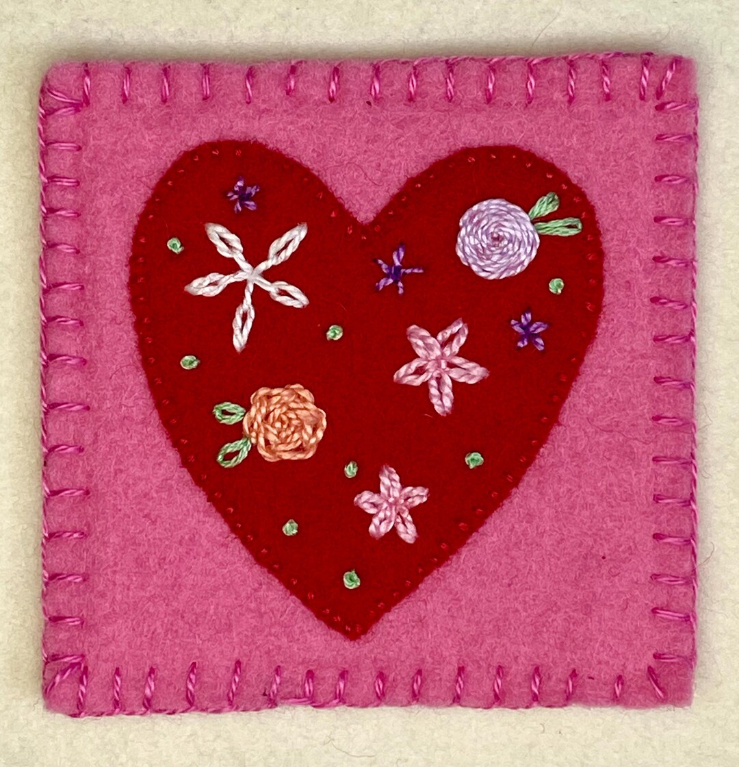 Heart Pin PDF Pattern: Wool Felt Appliqué and Embroidery - Etsy