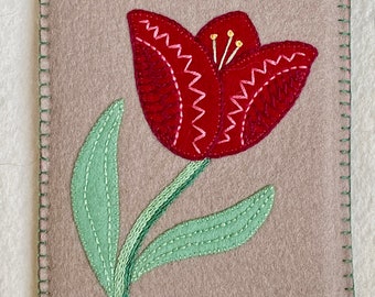 Étui à aiguilles tulipe Patron PDF : appliqué et broderie en feutre de laine
