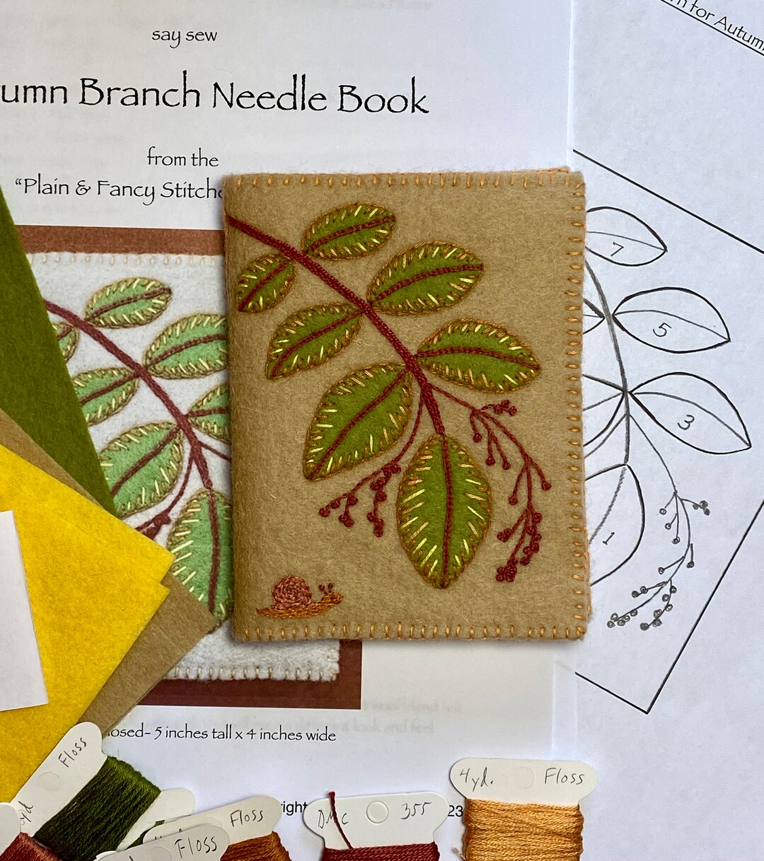 Autumn Branch Needle Book Kit With Pattern and Materials for Appliqué