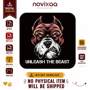 Pitbull Unleash The Beast SVG PNG Eps PDF Ai Vector File,Dog Mascot Commercial Digital Download,Tumbler T-Shirt Sticker Design Sublimation