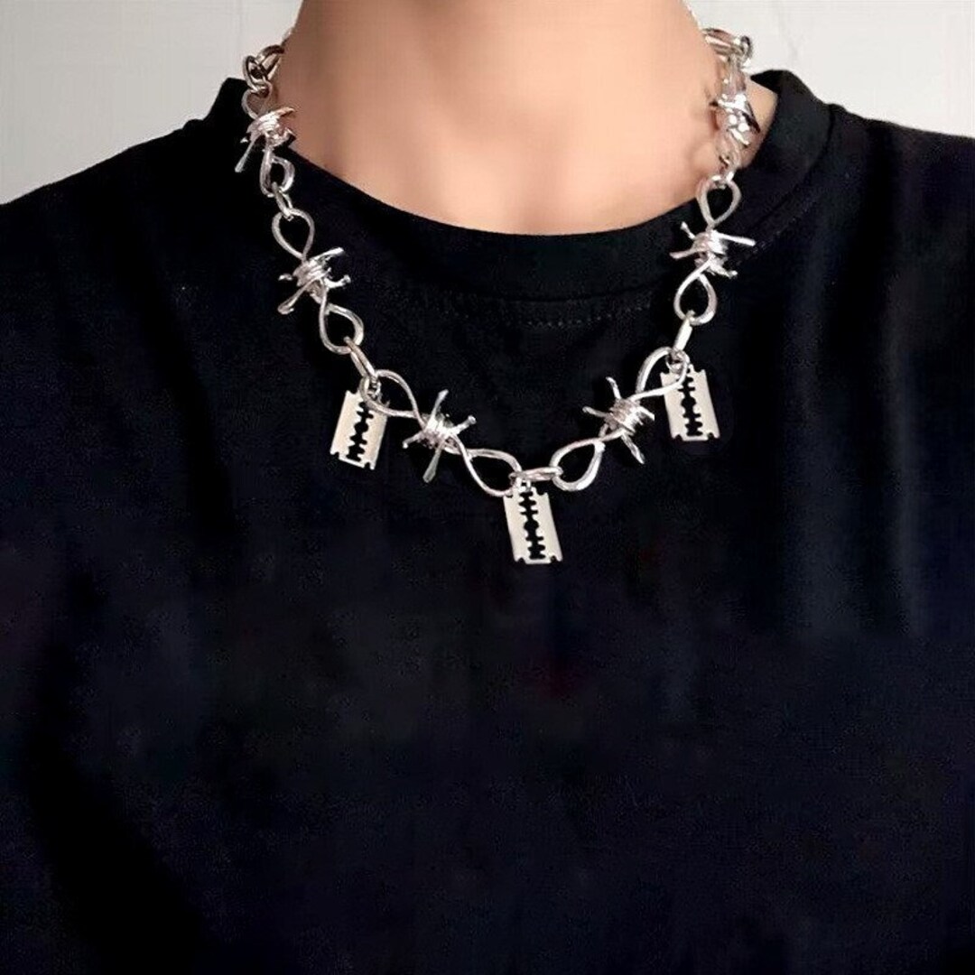 Barbed Wire Emo Necklace Grunge Necklace Spike Necklace Etsy