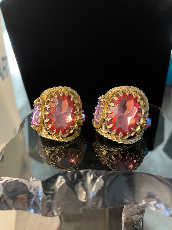 Vintage 1970s earrings gold Gem