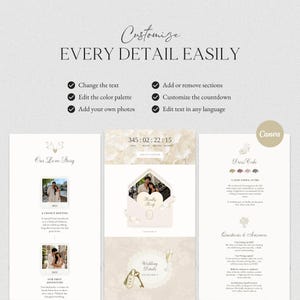Ivory Lace Wedding Website Template Canva · Digital Wedding Invitation with RSVP & Countdown image 4
