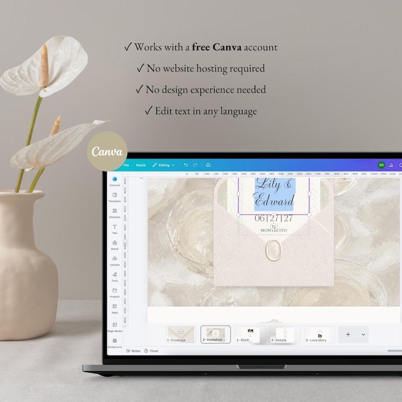 Ivory Lace Wedding Website Template Canva · Digital Wedding Invitation with RSVP & Countdown image 15
