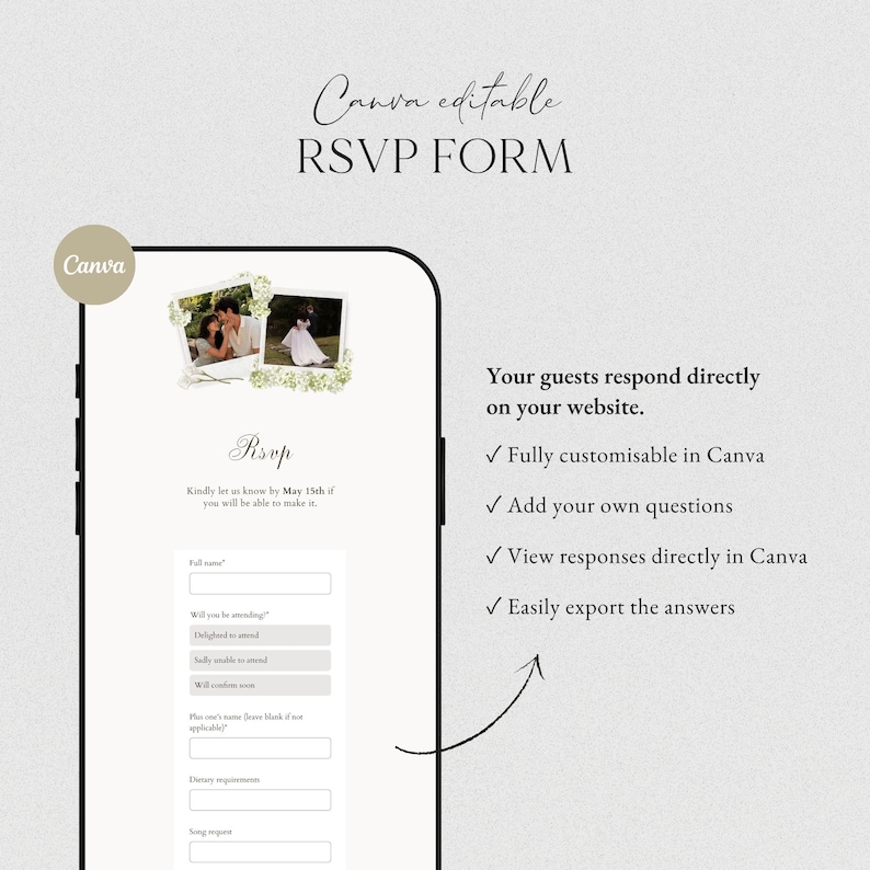 Ivory Lace Wedding Website Template Canva · Digital Wedding Invitation with RSVP & Countdown image 6