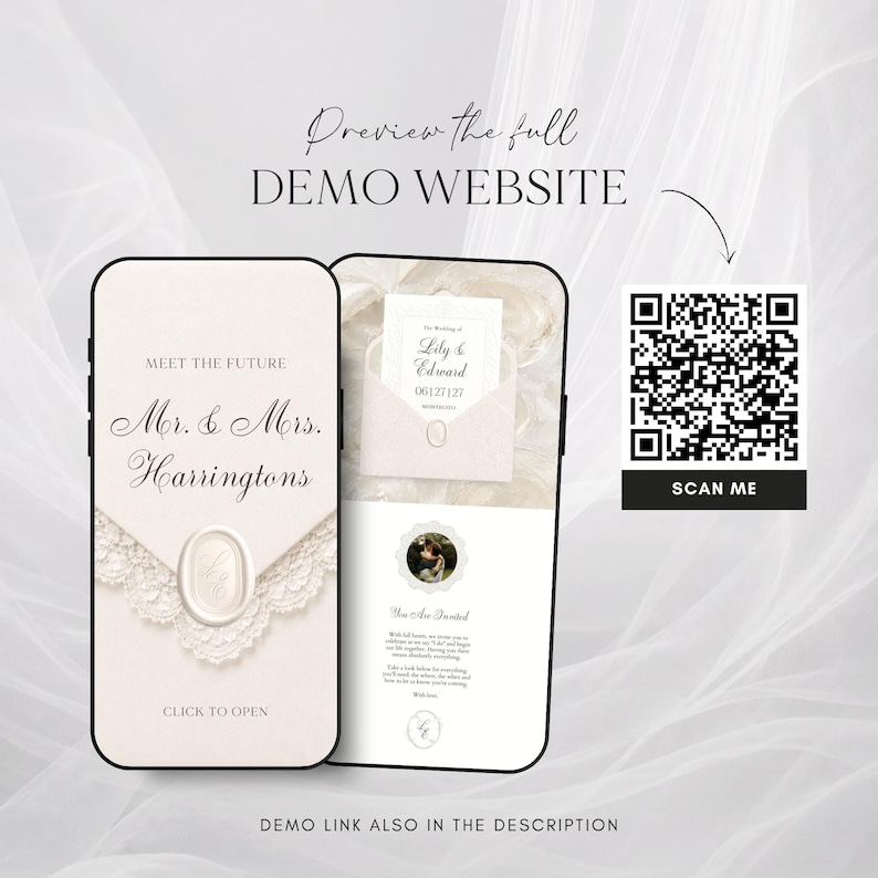 Ivory Lace Wedding Website Template Canva · Digital Wedding Invitation with RSVP & Countdown image 3