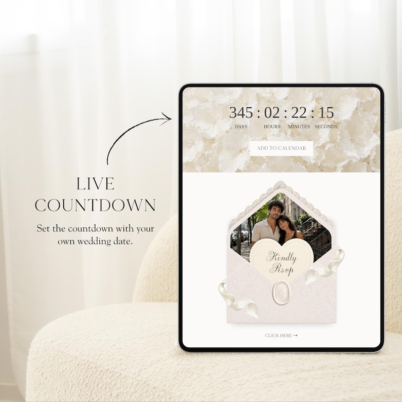 Ivory Lace Wedding Website Template Canva · Digital Wedding Invitation with RSVP & Countdown image 7