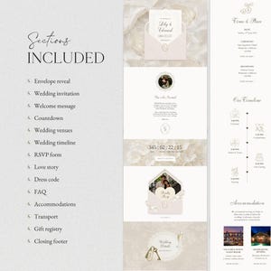 Ivory Lace Wedding Website Template Canva · Digital Wedding Invitation with RSVP & Countdown image 2