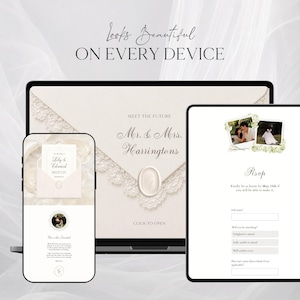 Ivory Lace Wedding Website Template Canva · Digital Wedding Invitation with RSVP & Countdown image 12