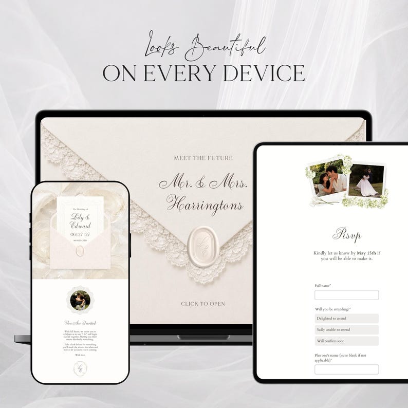 Ivory Lace Wedding Website Template Canva · Digital Wedding Invitation with RSVP & Countdown image 12
