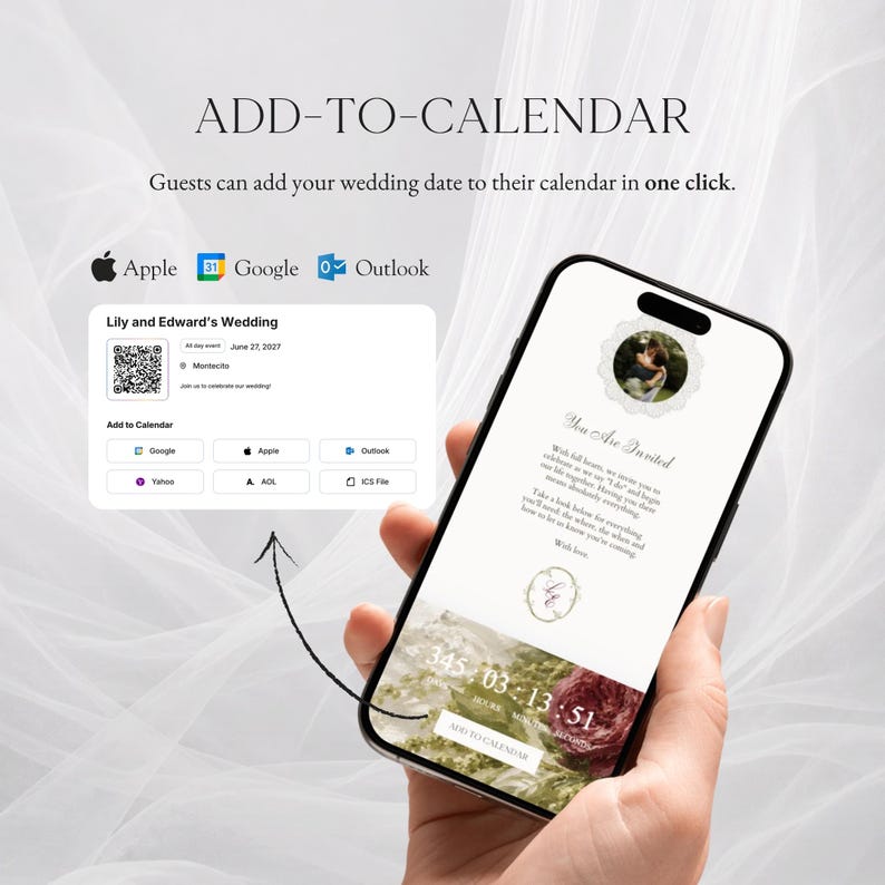 Olive Green Burgundy Wedding Website Template Canva · Digital Wedding Invitation with RSVP & Countdown image 10