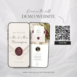 Olive Green Burgundy Wedding Website Template Canva · Digital Wedding Invitation with RSVP & Countdown image 3