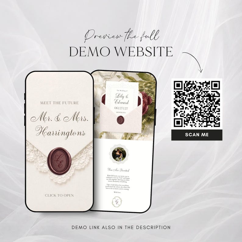 Olive Green Burgundy Wedding Website Template Canva · Digital Wedding Invitation with RSVP & Countdown image 3