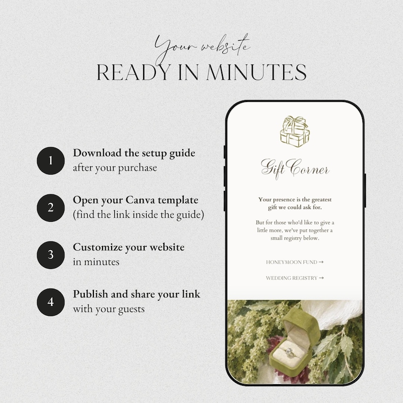 Olive Green Burgundy Wedding Website Template Canva · Digital Wedding Invitation with RSVP & Countdown image 13